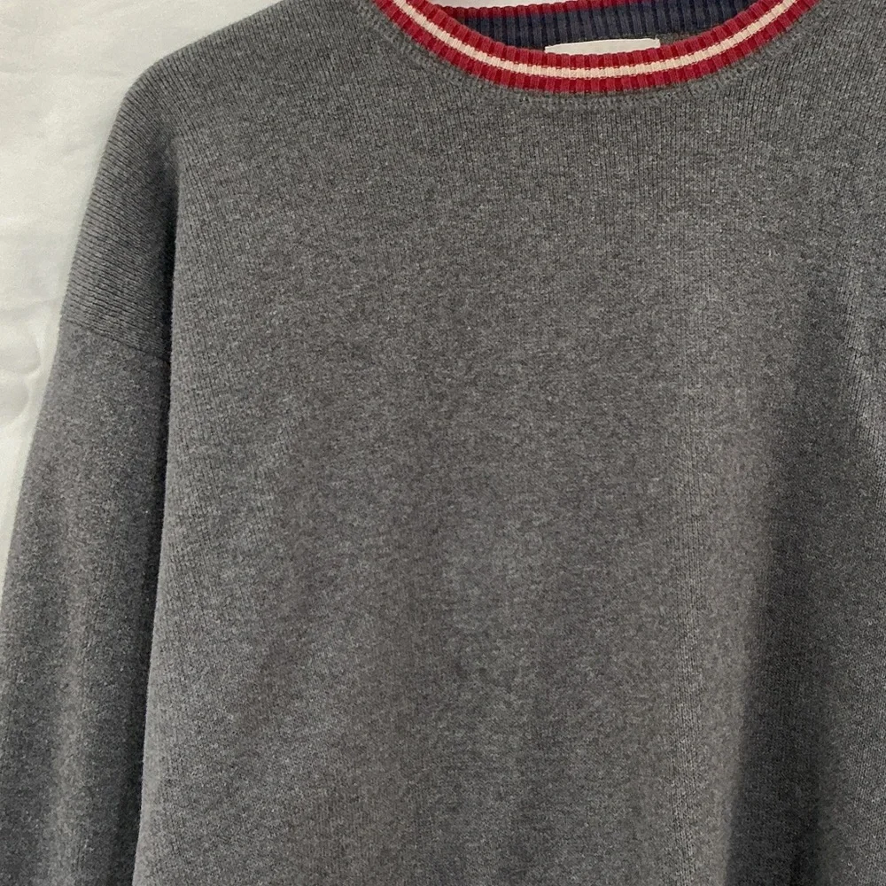 J. Crew Charcoal Sweater with Red Trim - Picture 3 of 7